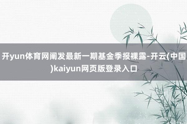 开yun体育网阐发最新一期基金季报裸露-开云(中国)kaiyun网页版登录入口