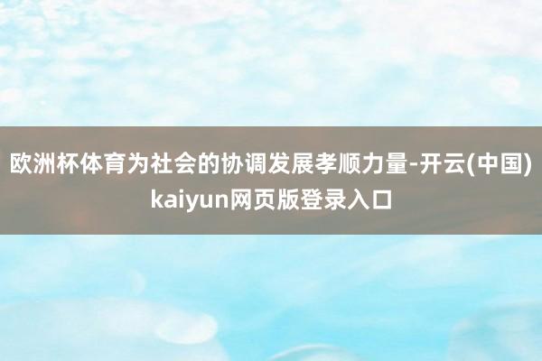 欧洲杯体育为社会的协调发展孝顺力量-开云(中国)kaiyun网页版登录入口