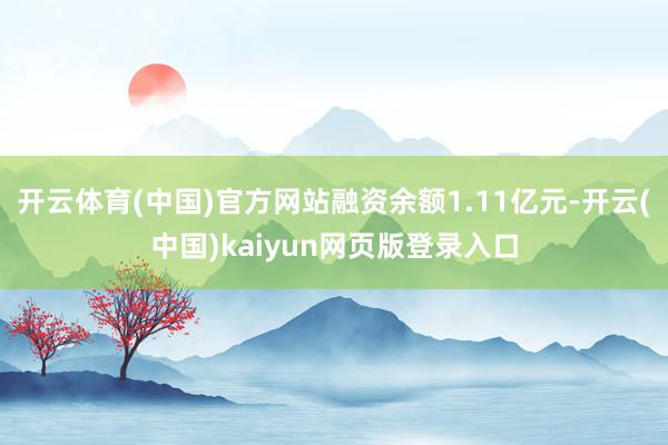 开云体育(中国)官方网站融资余额1.11亿元-开云(中国)kaiyun网页版登录入口